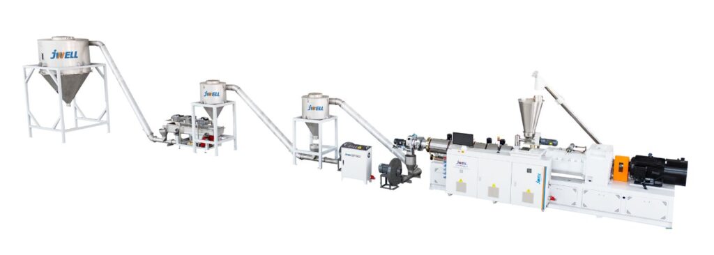 PVC Conical Twin Screw Extruder Hot-Cut Granulation Extrusion Line