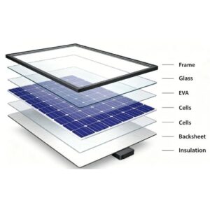 Schematic diagram of the layered structure of photovoltaic solar panels