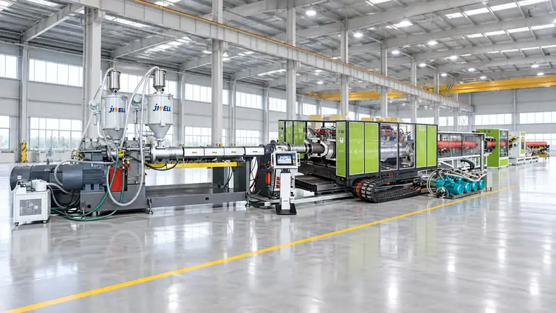 Jwell horizontal double-wall corrugated pipe line for high-throughput production planning.