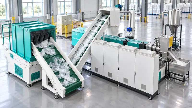 Jwell Shredder + 3-in-1 Integrated PE Film Granulation Line
