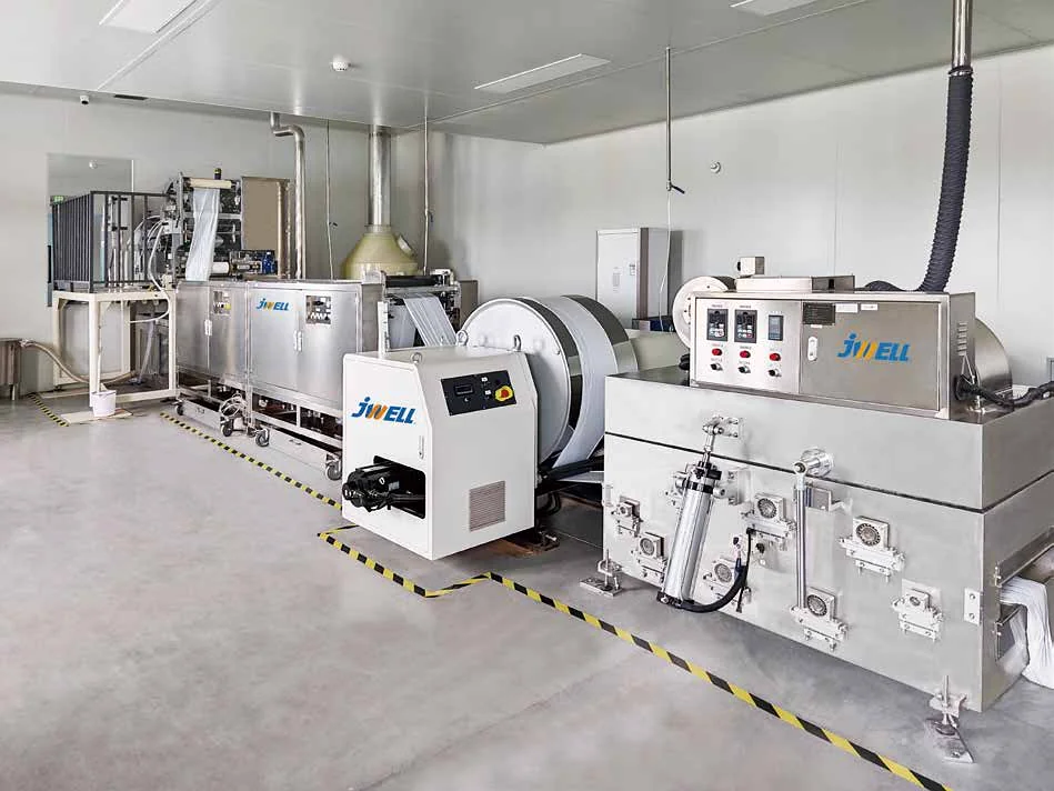 Stainless steel JWELL coating equipment units in a cleanroom