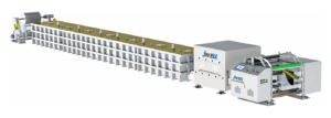 JWELL filter material coating line with gold-top drying tunnel on white background
