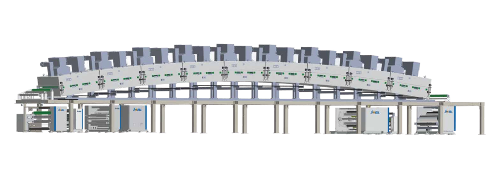 JWELL functional tape coating line with arched drying modules on white background