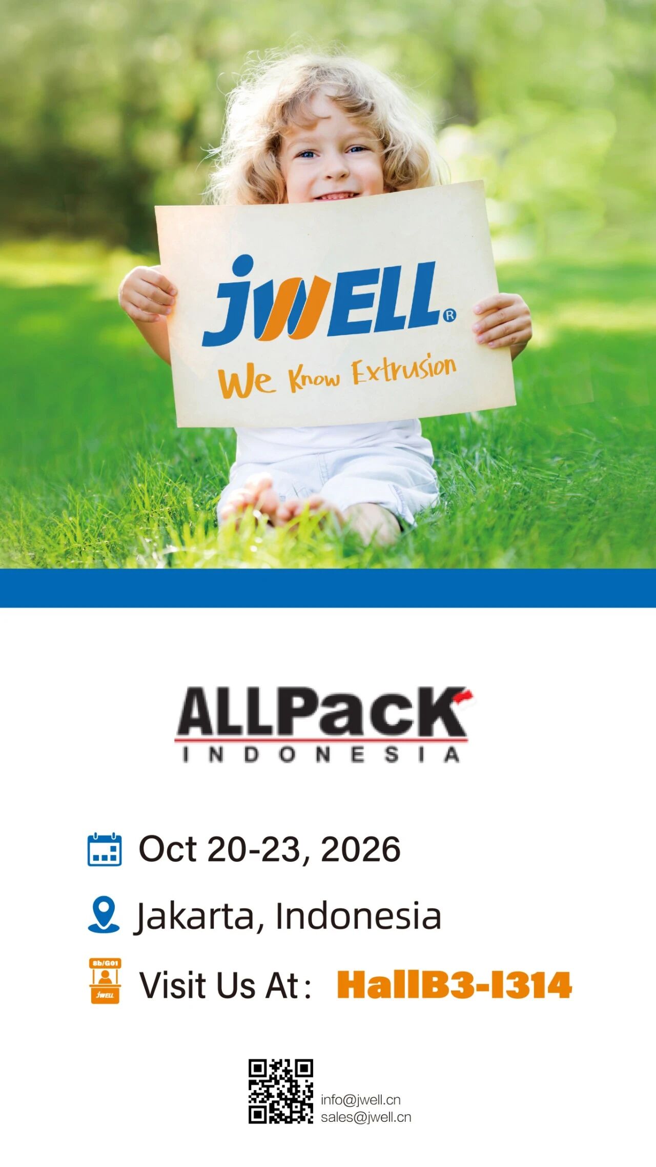 دعوة JWELL إلى ALLPACK Indonesia 2026، من 20 إلى 23 أكتوبر 2026، جاكرتا، Hall B3-I314