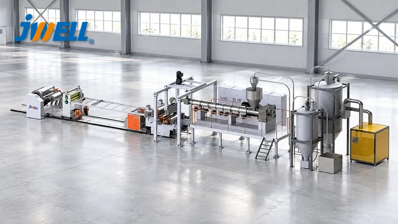 JWELL APET PETG CPET PLA single-screw sheet extrusion line based on the official product render