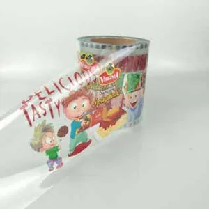 Çizgi film tarzı yiyecek görselleri basılı şeffaf ambalaj filmi rulosu