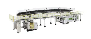 JWELL coating and laminating line with overhead drying ovens on white background