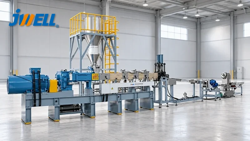 JWELL PET bottle flakes recycling pelletizing line with strand-processing downstream equipment